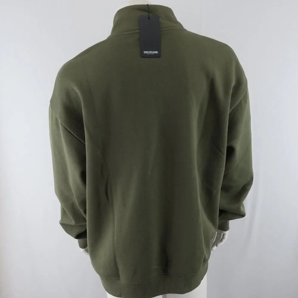 True Religion Quarter Zip Pullover Sweater Mens Large‎ Green